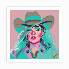 Woman In A Cowboy Hat Art Print