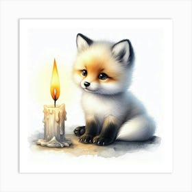 Little Fox With Candle Art Print