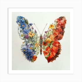 Butterfly With Flowers 9 Art Print