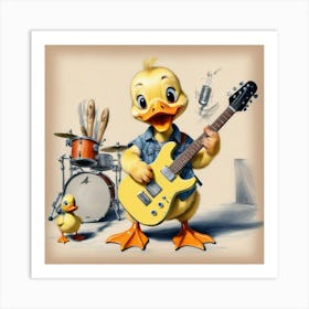 Ducky And Guitar 1 Art Print