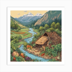 99816 Hut On Mountain Wa Landscape With Vegetables, Tree Xl 1024 V1 0 Art Print