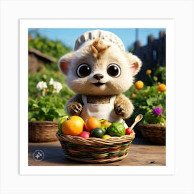 Squirrel In A Basket Art Print