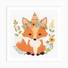 Floral Baby Fox Nursery Illustration (2) 1 Art Print