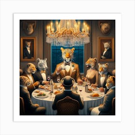 Tiger Dinner Party Art Print