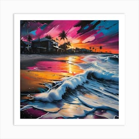 Sunset At The Beach 43 Art Print