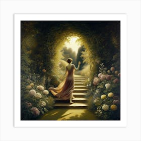 Woman In A Garden 1 Art Print