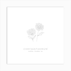Chrysanthemum Birth Flower Square Art Print