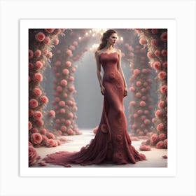 Woman In A Red Dress Art Print