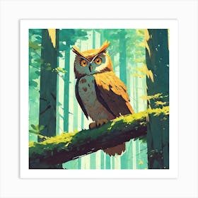 Owl In The Forest 50 Art Print