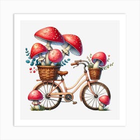 Bicycle With Mushrooms Poster