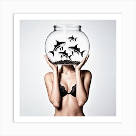 Sharks In A Bowl Art Print