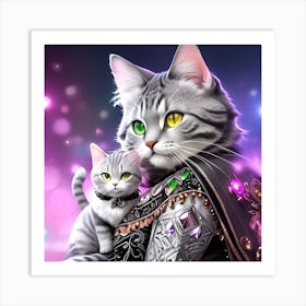 Cat In Armor Art Print