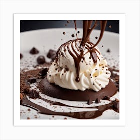 Ice Cream With Chocolate Sauce Art Print