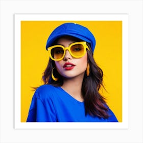 Girl In A Headshot Avatar Wearing A Blue Face Cap Infused With A Casual And Trendy Vibe Accessoriz Art Print