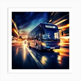 Bus Gasoline Urban Move Background Black Modern Europa Car Twilight Light Lamp Life Obs (1) Art Print