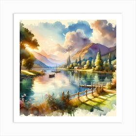 Watercolor Landscape Painting 11 Art Print