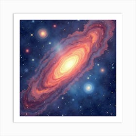 Watercolor Cosmic Scene With Vibrant Star Fields 1 Art Print