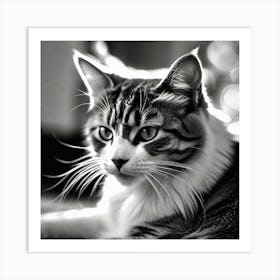 Black And White Cat 17 Art Print