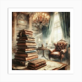 Old Books In The Library Art Print