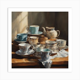 Teacups And Saucers Art Print