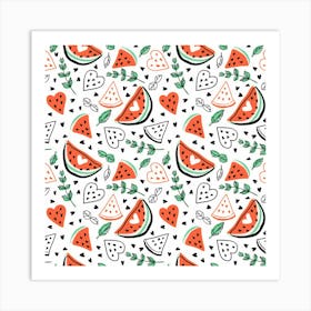 Seamless Vector Pattern With Watermelons Mint 1 Art Print