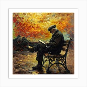 Old Man Reading Art Print