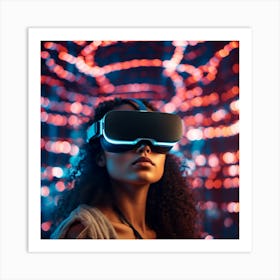 Young Woman In Virtual Reality Art Print