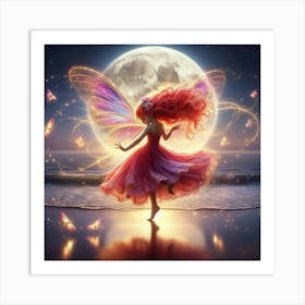 Red Hair Fiary With Lighting Bugs 2 Art Print