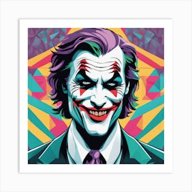 Joker Portrait Low Poly Painting (10) Art Print