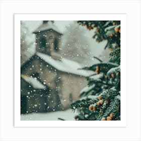 Snowy Church Art Print