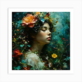 Cosmic Glowing Flower Brilliant Hues Characterart Klimt And Mucha Mysteriousrococo Victorian (1) Art Print