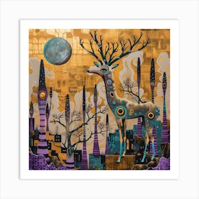 Deer In The City 1 Art Print