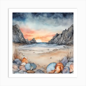 West Coast Seascape Scotland Sunset at Tide Turn Art Print