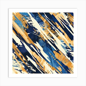 Blue And Yellow Abstract Painting Art Print