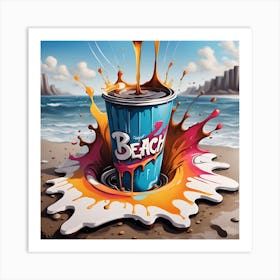 A Colorful Journey With Coffee By The Sea Art Print