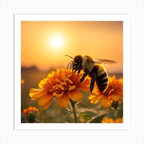 Bee On A Flower 1 Art Print