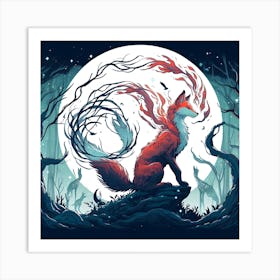 The Fox In Moonlight Art Print