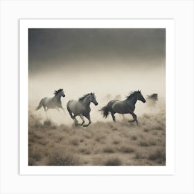 Horses show us freedom, running wild, dusty  Art Print