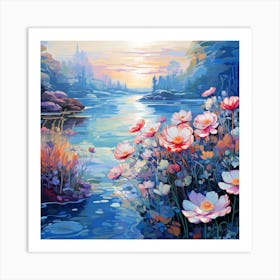 Sunset By The Lake Art Print