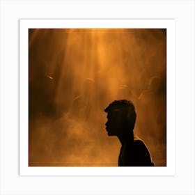 Silhouette Of A Man In The Sun Art Print