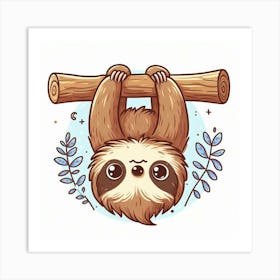 Line Art sloth Art Print