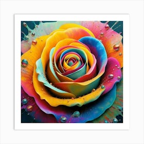 Abstract painting of a magical organic rose 10 Art Print