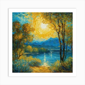 Sunset By The Lake gfhh Art Print