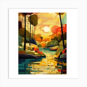 Sunset By The River 1 Art Print