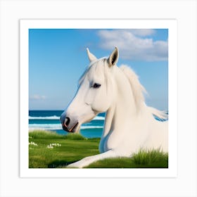 A Piece That Celebrates The Harmony Between Nature And These Majestic Creatures White Horse Art Print