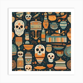 Day Of The Dead Pattern Art Print