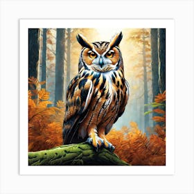 Owl In The Forest 181 Art Print