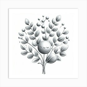 Silver eucalyptus branch, Vector art 1 Art Print