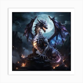 Dragon At Night Art Print