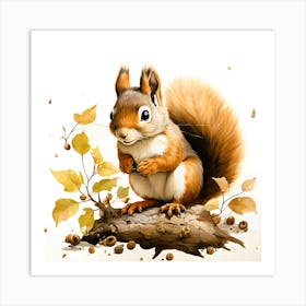 Squirrel In Autumn Art Print